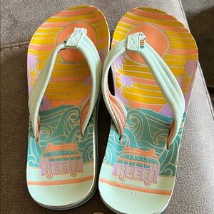 Reef Pastel Beach Scene Flip Flops